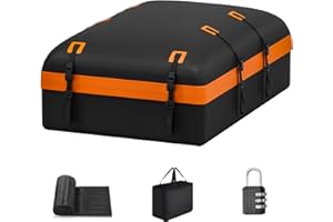 OUTMAX Car Rooftop Cargo Carrier Bag, 27 Cubic Feet Soft-Shell Car Roof Luggage Bag for All Vehicles with/Without Racks, Include 2 Reinforced Straps, 6 Door Hooks, Anti-Slip Mat, Luggage Lock