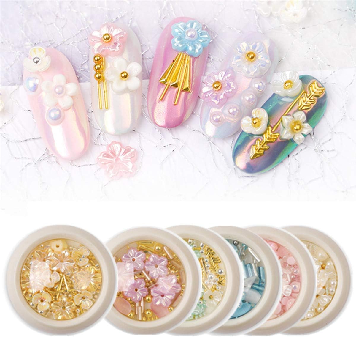 Amazon 6個セット ネイルアートパーツ 3dデコパーツ ジェルネイル ラインストーン 星月 お花 レジンパーツ None Branded スタッズ 通販