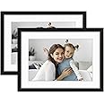 Golden State Art - 5x7 Aluminum Picture Frame - with Mat for 4x6 Photo or Without Mat for 5 x 7 Photo - Real Glass Cover - Simple and Elegant Decor for Wall Mounting - 2 Pack - Black