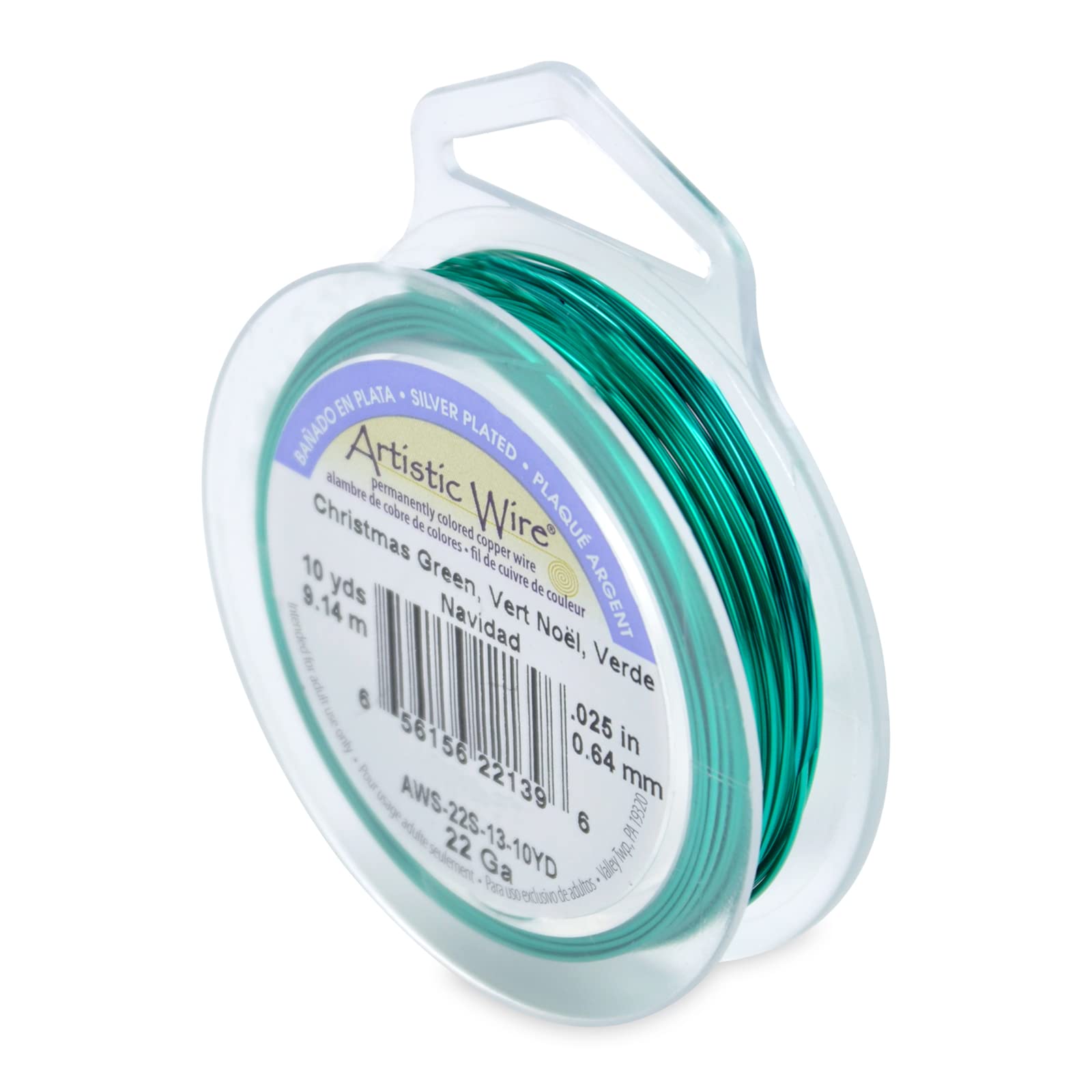 Artistic Wire Silver Plated Tarnish Resistant Colored Copper Craft Wire, Christmas Green, 22 Gauge, 10 yd — image 1