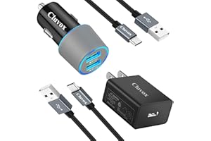 Cluvox 18W Fast USB Charger Kit, Compatible for Samsung Galaxy A55 5G/A54/A53/A50/A35/A33/A25/A23/A15/A14/A13/A71/A03S/S24/S23/S22 FE Rapid Car Adapter+ Wall Charger with 2 Pack 3.3ft Type C Cords