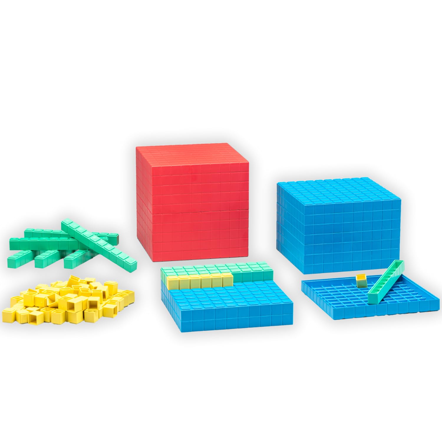 WISSNER active learning 039577.000 Base Ten Set,for ages up from 3 years, 121 Parts, in a Cardboard Box with Guide, RE-Plastic°, Multicolor, Medium