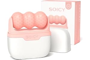 SOICY S30 2-in-1 Ice Roller Face Cooling Ice Facial Eye Skin Roller with Plastic Cover, Pink