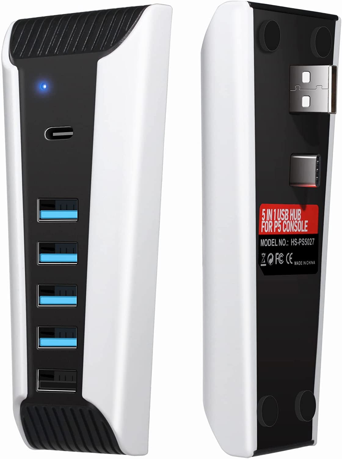 Photo 1 of AQIDAP 5 Port USB Hub for PS5,USB High-Speed Expansion Hub Charger USB Extender Compatible with PlayStation 5 Game Consolewith 4 USB + 1 USB Charging Port + 1 Type C Port