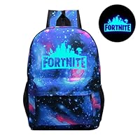Kobwa Luminous Fortnite Backpack Rucksack School Bags for Boys Girls, Nylon Large Capacity Galaxy School Backpack Laptop Book Bag Satchel Hiking Bag