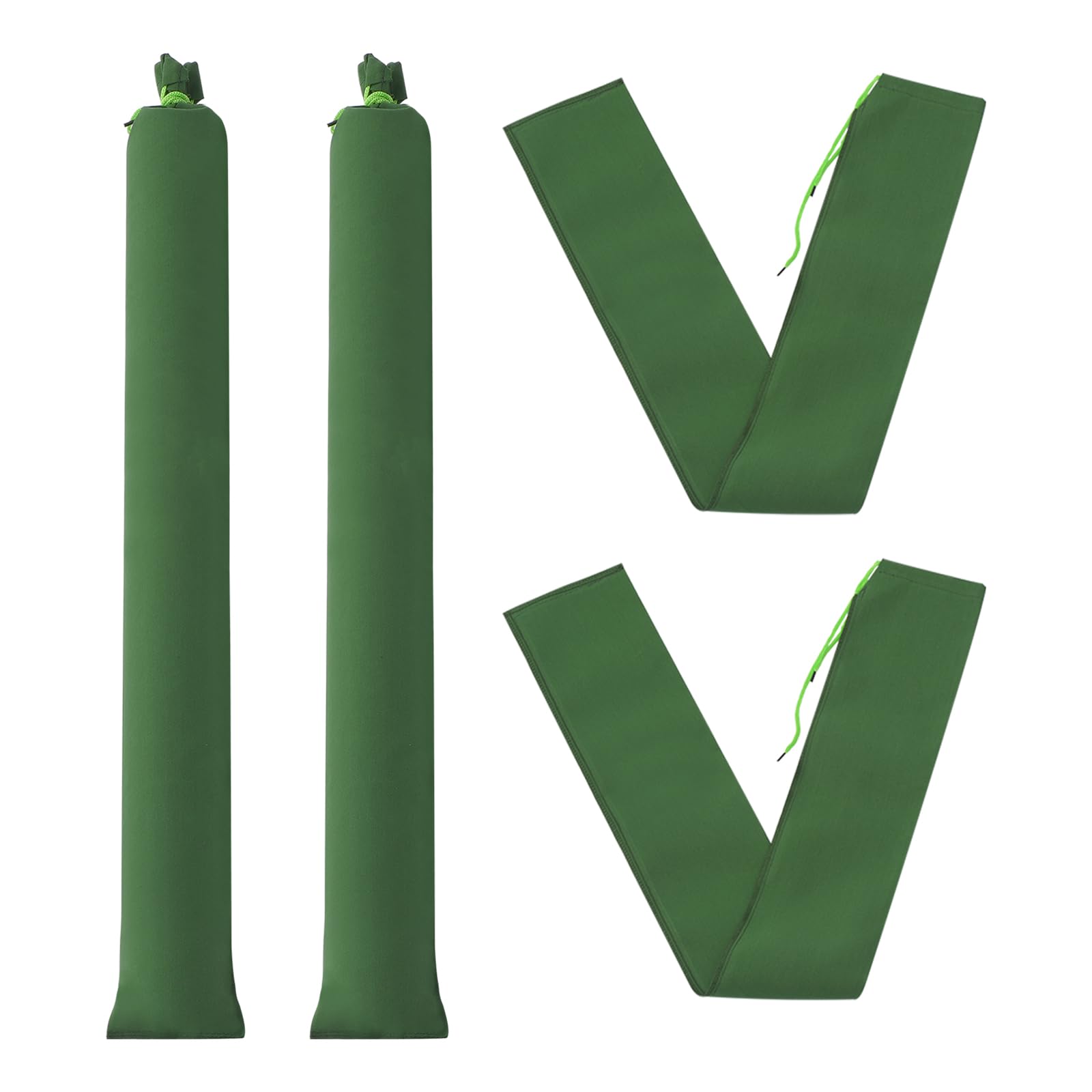 PATIKIL 5' x 6" Sand Bag for Flooding, 4 Pack Long Canvas Sandbags Thickened Water barriers for Flooding with Binding Elastic Band for Door Flood Control, Green