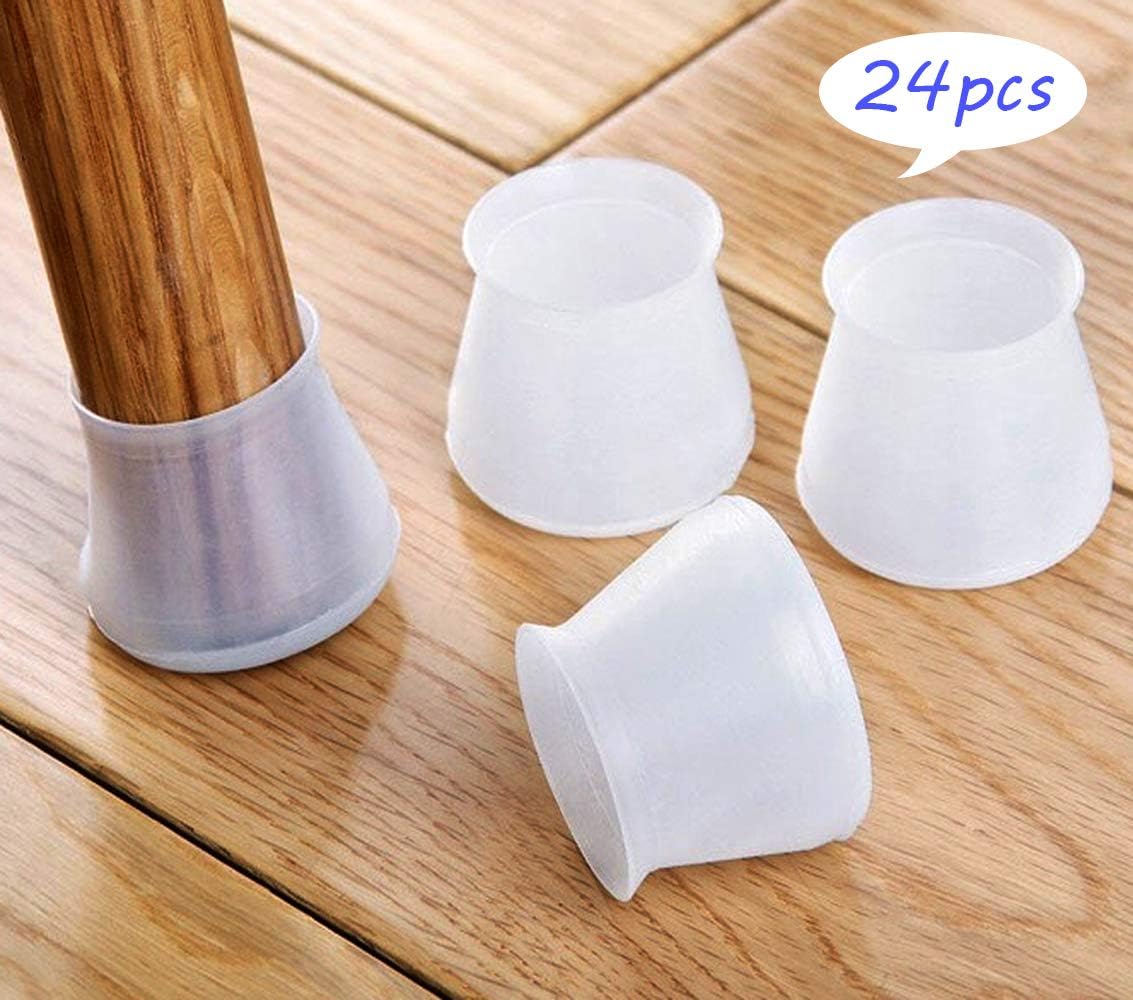 24 Pack Chair Leg Caps Silicone Floor Protector Round Furniture Table Feet Covers - Anti-Slip/Prevents Scratches and Noise