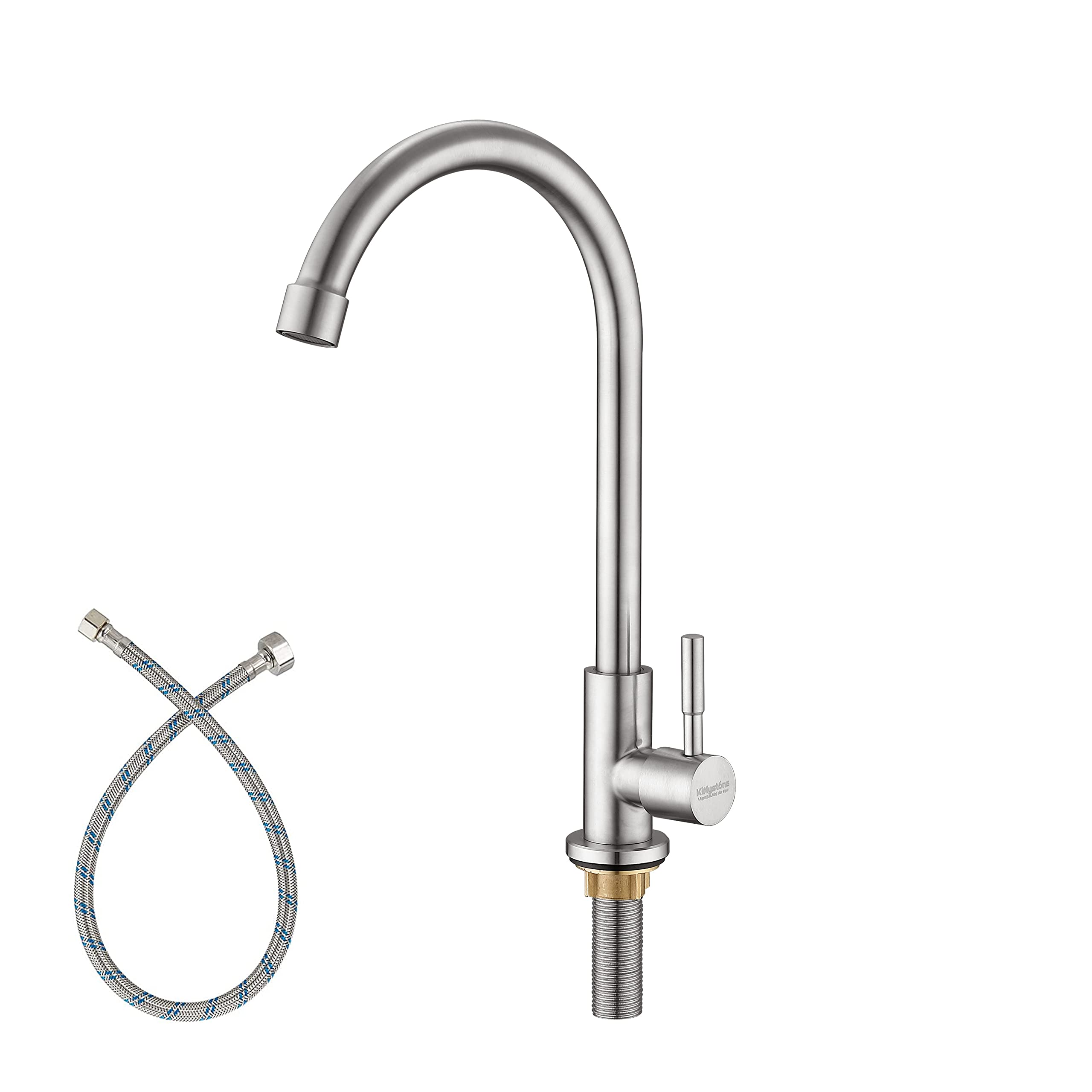 Photo 1 of KirlystonE Cold Water Only Kitchen Faucet, Solid Stainless Steel Bar Deck Mount Cold Faucet for Outdoor Sink with Supply Line