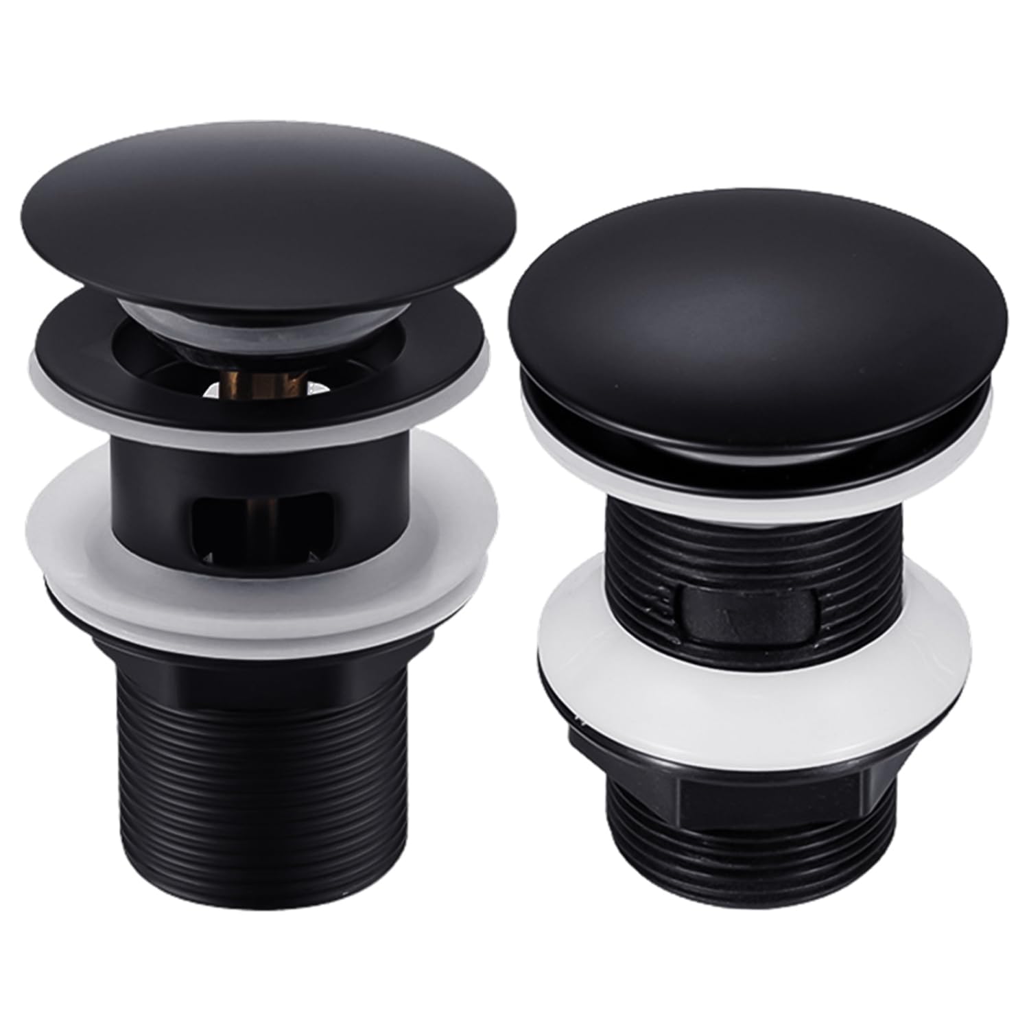 2 Pieces Pop-Up Drain, Sink Spring Plug, Basin Drain, Push Pop-Up Drain, Drain Plug, Suitable for Kitchen and Bathroom Drainage Channels