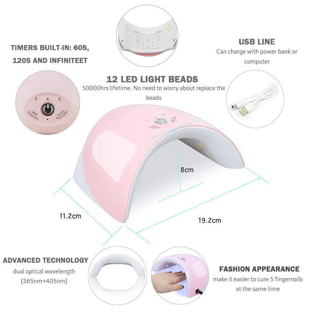 Saint-Acior Gel Nail Polish Kit with UV Light 36W LED UV Nail Dryer Curing Lamp Base Top Coat Gel Polish Tools Nail Decorations Manicure Nail Art Starter Kit : Beauty