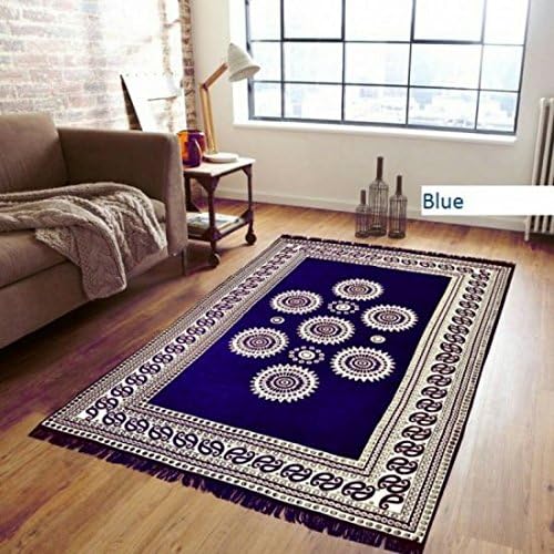 NIMKOS Zeometric Ethnic Velvet Touch Abstract Chenille Carpet Premium Living Room Velvet Touch Carpet/Rug/durries- (5x7 Feet) Multi