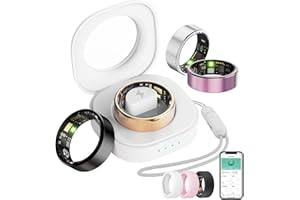 Oucscru Smart Ring for Women Men, Health Tracker with Heart Rate/Blood Oxygen/Blood Pressure/Sleep Monitoring/Step Counting, IP68 Waterproof Fitness Ring (Black, 9#)