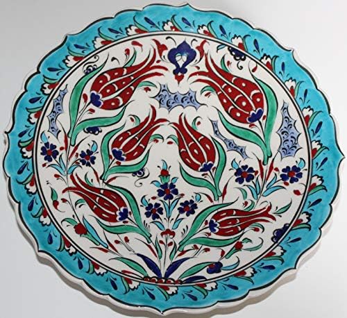 Anatolian Artifacts 10" Hand-Painted Turkish Iznik Floral Pattern Ceramic Plate