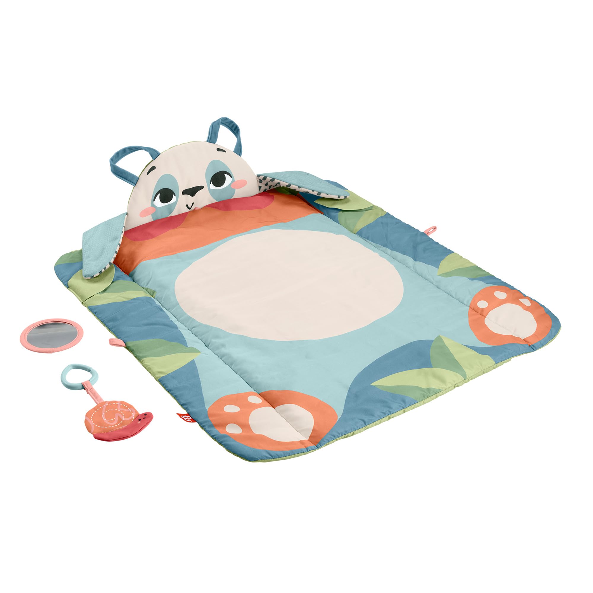 Fisher-Price Baby Activity Play Mat Planet Friends Roly-Poly Panda with 2 Toys for Newborn Tummy Time Play, Made of 90% Recycled Plastic and FSC Certified Packaging, HKD65