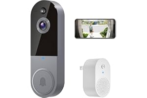 HotFun 1080P Video Doorbell Camera Wireless with Ring Chime, Smart AI Human Detection, Night Vision, Battery Powered, Cloud Storage, 2.4G WiFi, Indoor Outdoor Surveillance (Silver)