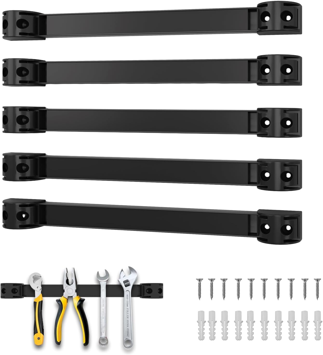 SDLDEER 5Pcs Magnetic Tool Holder Strip, 30cm Magnetic Tool Strip, Heavy Duty Garage Wall Holder Strip for Tools, Tool Bar with Magnet for Garage Organization