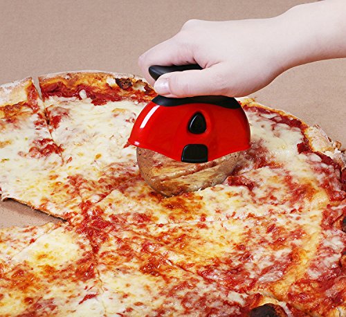 Kitchen Gizmo, Pizza Cutter Wheel - Smooth Slicing With Sharp Stainless Steel Blade - Specially Designed Ergonomic Rubberized Grip And Protective Sheath With Stand - Blade Comes Out For Easy Cleaning