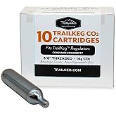 TrailKeg 16g Threaded CO2 Cartridges for Beverage Dispensing & Bike Tire Inflators - Food Grade Co2 Canisters for Growlers, M