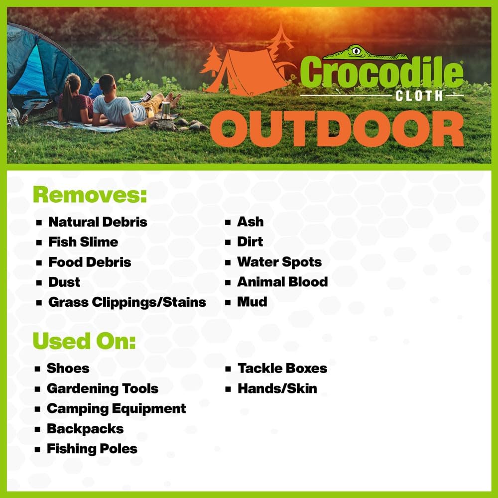 Crocodile Cloth Outdoor Cleaning Wipes – 80 Count Plant-Based Cloths (15