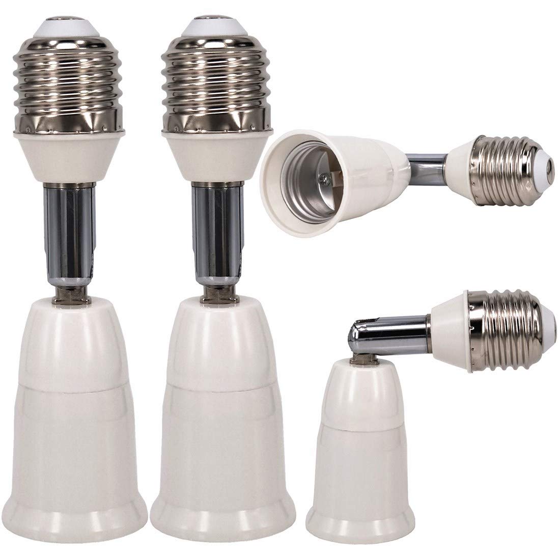 ZDCDJ 4pcs E27 Adapter E27 to E27 Lamp Base Adapter Converter, E27 to E27 Lamp Base Adapter for Incandescent, LED, Halogen Energy Saving Lamps