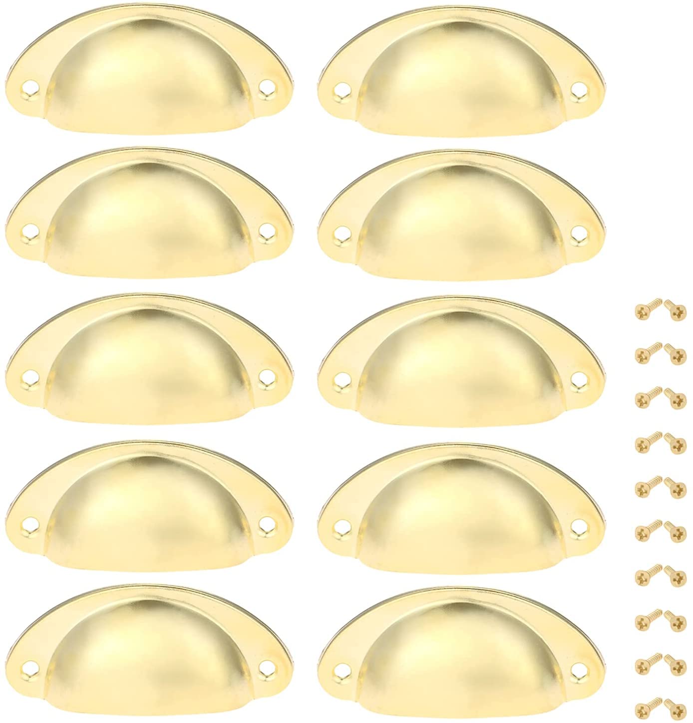 Yetaha 10PCS Gold Cupboard Handles,Cabinet Cup Pull Handle,82x35mm Drawer Shell Pull Handles, Vintage Antique Kitchen Cupboard Pulls Furniture Knob, Gold — image 1