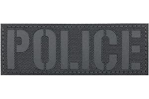 uuKen Reflective Laser Cut Police Patches for Tactical Vest Black Small 4x1.4 inch for Tactical Vest Bags Backpacks（RF Black,S 4"×1.4"