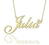 AOLO Julia Heart Name Necklace 18k Gold Plated