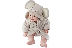 Baby Bathrobe Baby Bath Robe Mouse Style Hooded Cotton Bathrobe with Ears Absorbent Warm Skin-Friendly Robe with Waist Tie fo