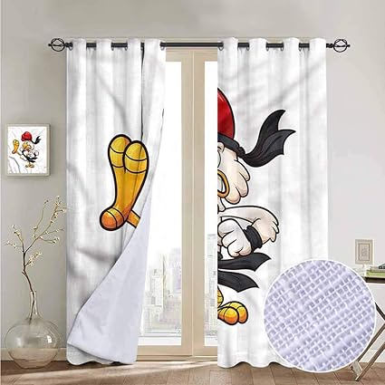 Nuomanan Thermal Insulated Blackout Curtain Chicken Karate Chicken Martial Arts Blackout Draperies For Bedroom Living Room 54 X84