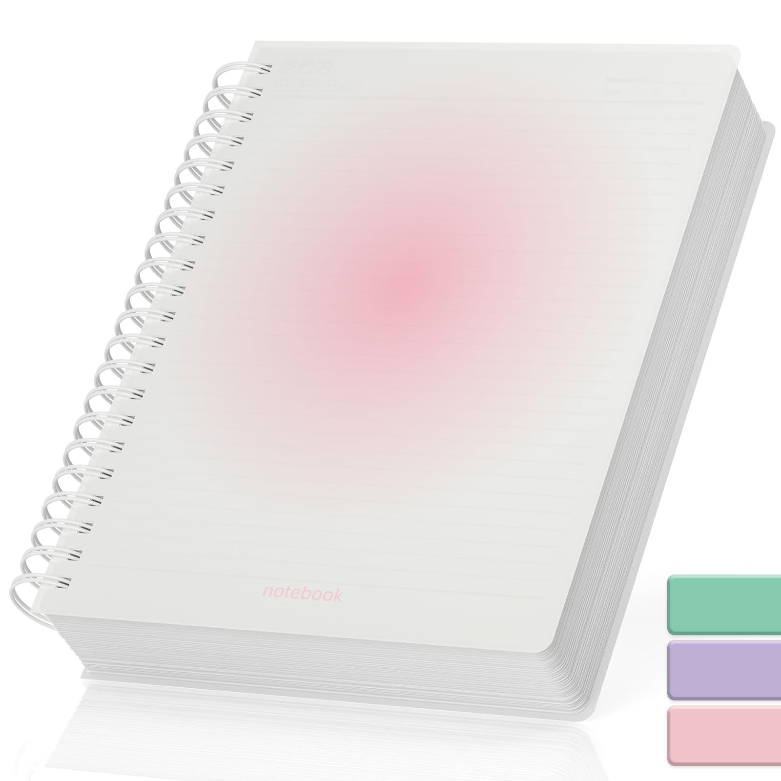 Smarpau A4 Notebook 300 Pages, Wirebound Spiral Notebooks for Writing, 100gsm Thick Notepad Paper, PVC Waterproof Writing Journal for Women Men Work Note Taking School, 21.5 x 27.9cm, Pink