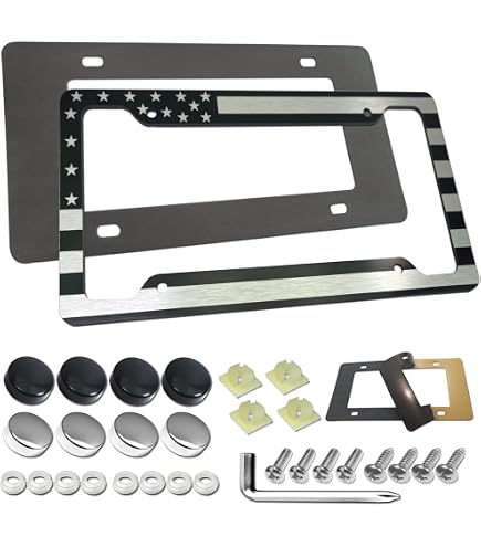 Elektroplate Police Thin Blue Line USA Flag All-Metal Stainless Steel Decorative Front Plate With 3D Emblem