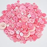 About 660 Resin Buttons of Various Specifications, Handmade Sewing DIY Handicraft, Hand-Painted Decorative Pink Series