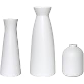 Veklray White Ceramic Vase Set of 3,Modern Boho Flowers Vases for Home Decor,Farmhouse,Shelves,Entryway Table Decor,Bathroom,Livingroom Decoration Gifts