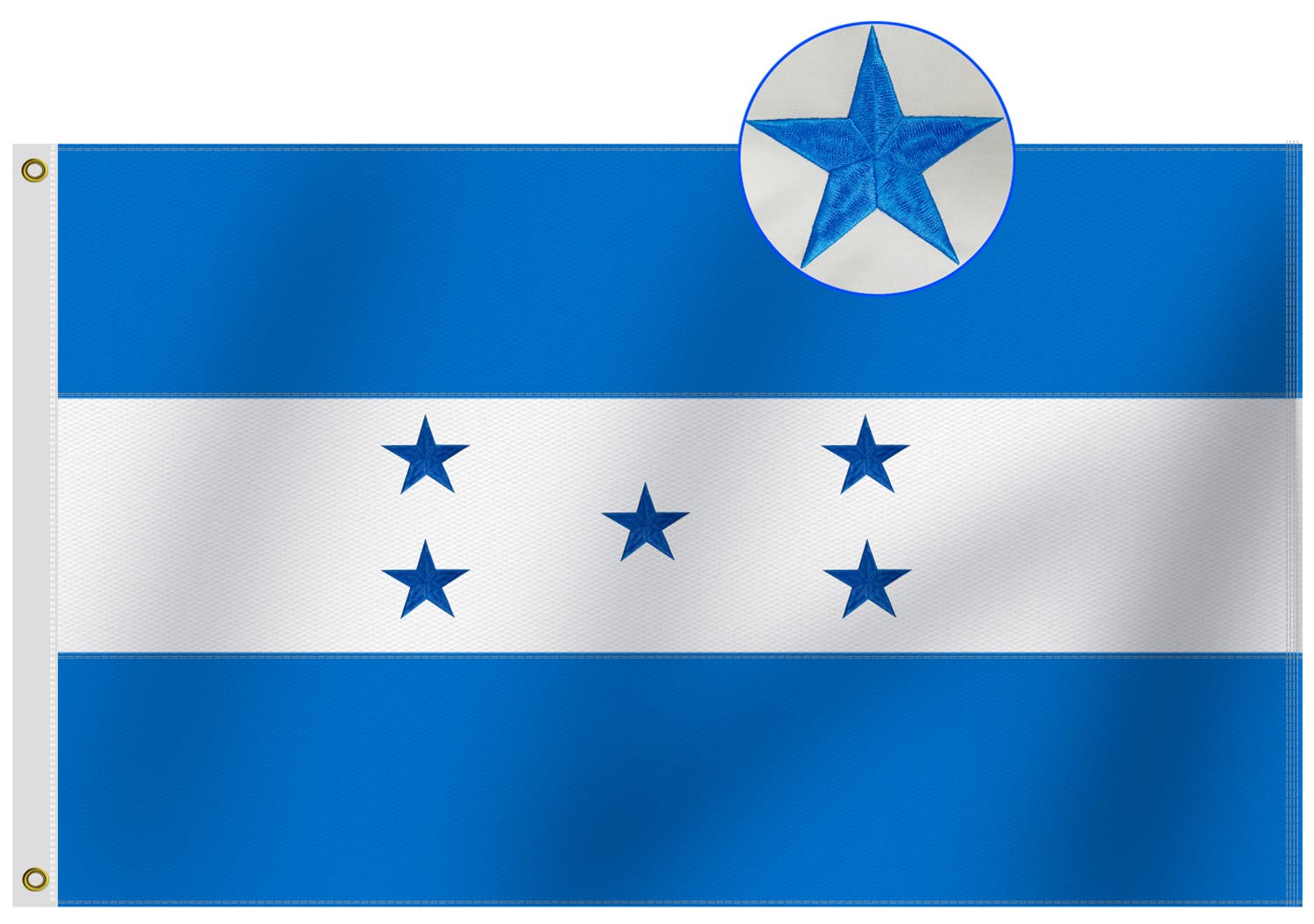 Heavy Duty Honduras Flag 3x5 Ft, Longest Lasting Oxford Nylon 210D | Embroidered Five Stars | Four Rows Stitching Fly Ends|Honduran National Flags Decoration Gift Yard House