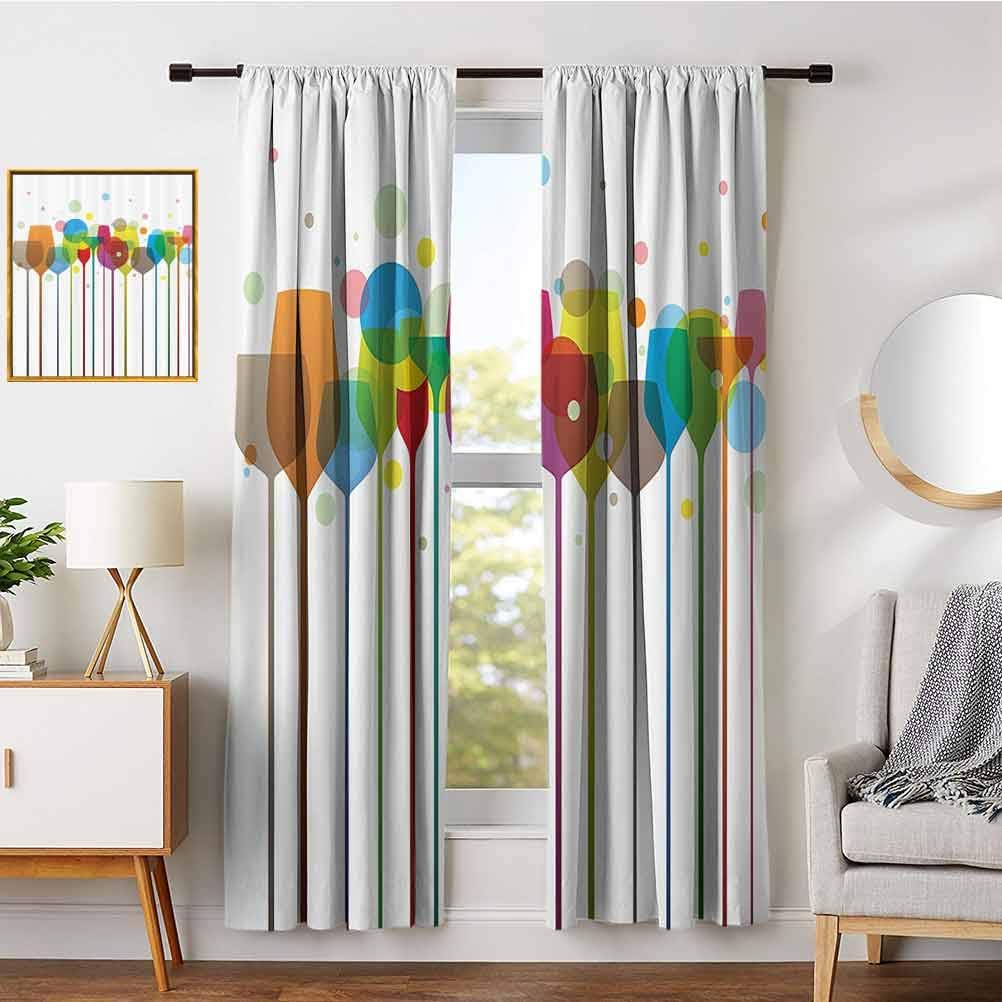 Winery Decor Sliding Curtains for Bedroom Colorful Stylish Tall Wine