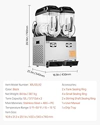 VEVOR Commercial Slushy Machine, 12Lx2 Double Tank
