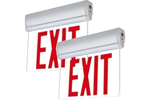 LIGHT FIXTURE INDUSTRIES LFI Lights | Edge-Lit Red Exit Sign | Modern Design Brushed Aluminum Housing | All LED | Single-Sided Clear Acrylic Panel | Hardwired with Battery Backup | UL Listed | (2 Pack) | ELRT-R (SC)