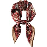 ANDANTINO 100% Mulberry Silk Square Scarf for Hair-25.6" X25.6'' Women Men Natural Silk Neckerchief Digital Printed Headscarf
