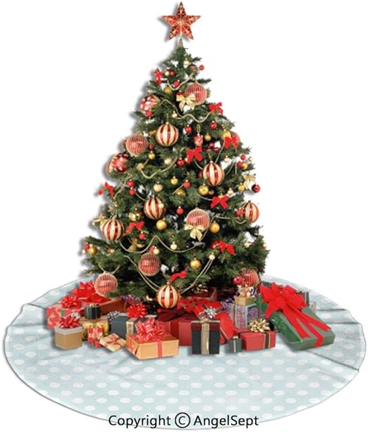 Amazon Com Sfeatrutmat Christmas Tree Skirt Light Blue Retro