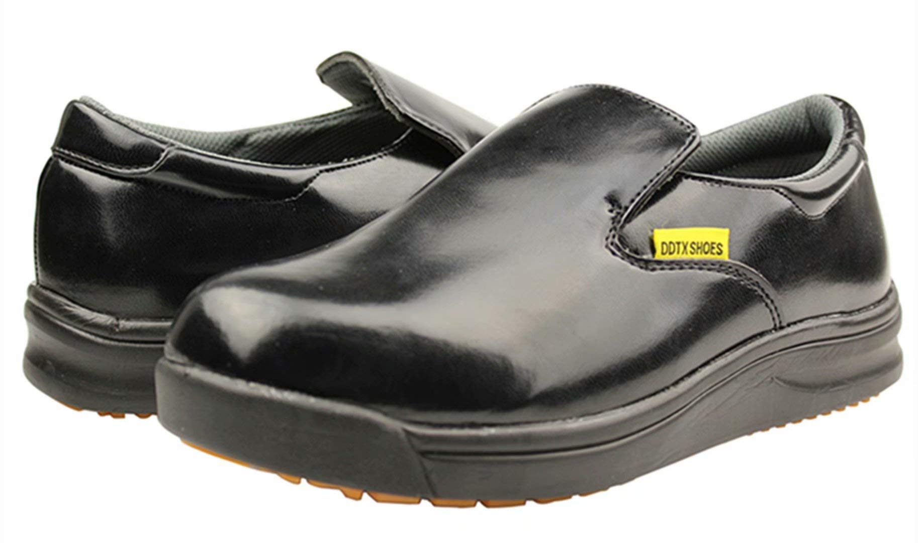 DDTX Work Kitchen Chef Shoes Unisex SRC Anti-Slip Oil and Water Resistant Lightweight Black 9.5UK