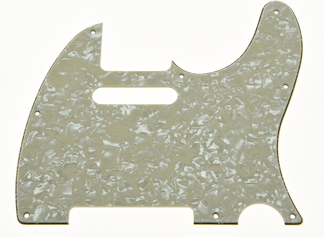KAISH 8 Hole Tele Style Pickguard TL Guitar Pick Guard Scratch Plate for Tele/Telecaster Aged Pearl, Without Neck Pickup Mounting Holes
