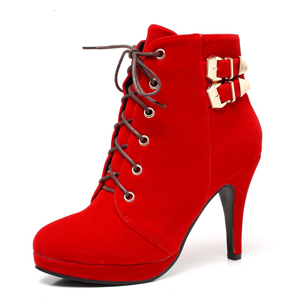 getmorebeauty Womens Stylish hot lace up Stiletto high Heel Sexy Platform Motorcycle Boots Shoes - Image 3