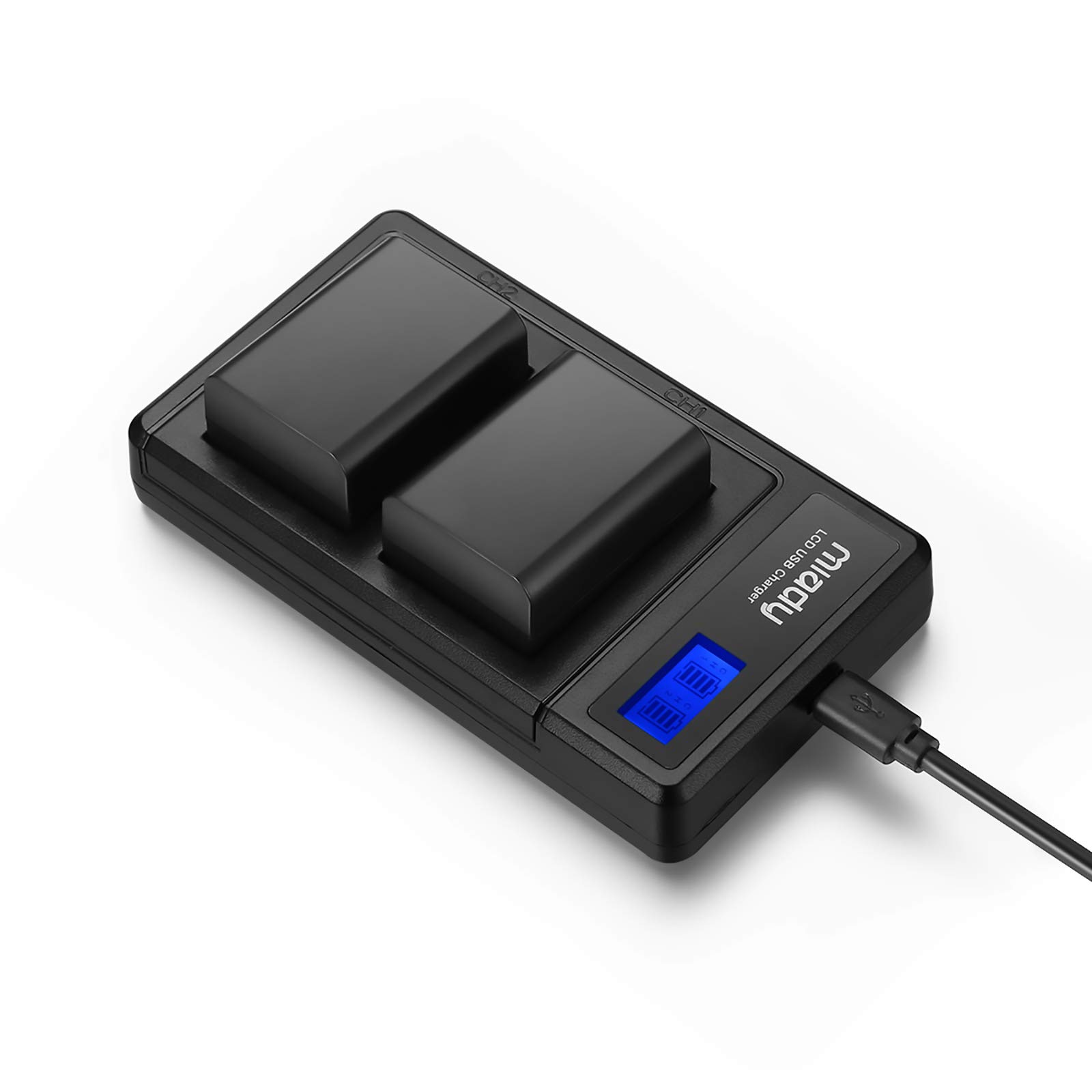 Miady 2-Pack NP-FW50 Battery and Battery Charger Set Compatible with Sony Alpha a6000 a6500 a5100 a6300 a7 a7 rii NEX 3 5 7 Series etc,2-Pack 1500mAh 7.4V