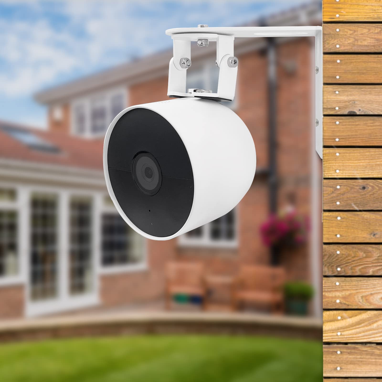 Nest Camera Mount Compatible with Google Nest Cam Outdoor or Indoor, Battery - 2nd Generation,360 View Anti-Drop Outdoor Wall Bracket Mounting Kit Nest cam Accessories- White