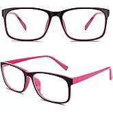 CGID Fake Glasses Clear Lens Non-Prescription Retro Rectangular Frame UV400 Protection Men Women CN12