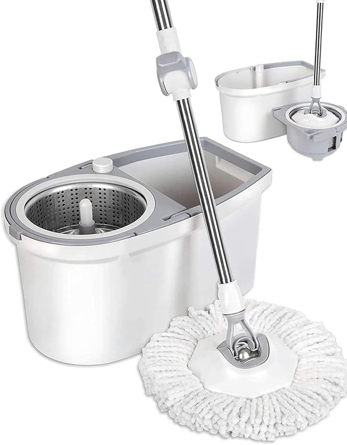 Delavala Upgraded Stainless Steel Deluxe 360 Spin Mop & Bucket Floor