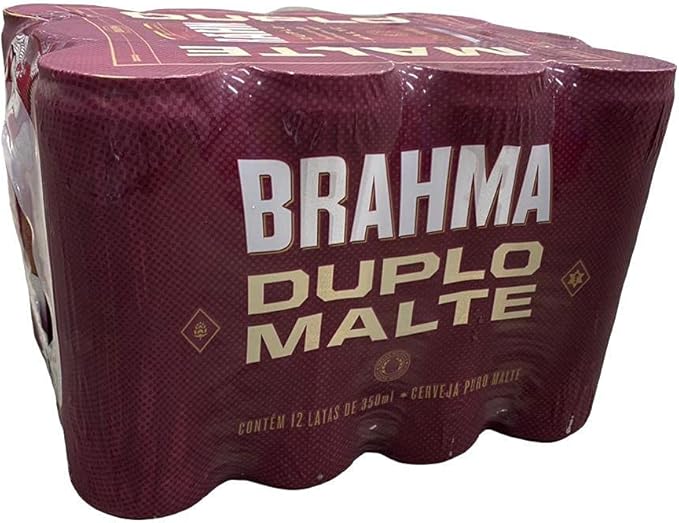 Cerveja Brahma Duplo Malte Lata Sleek 350ml, caixa com 12 unidades Brahma Duplo Malte 350