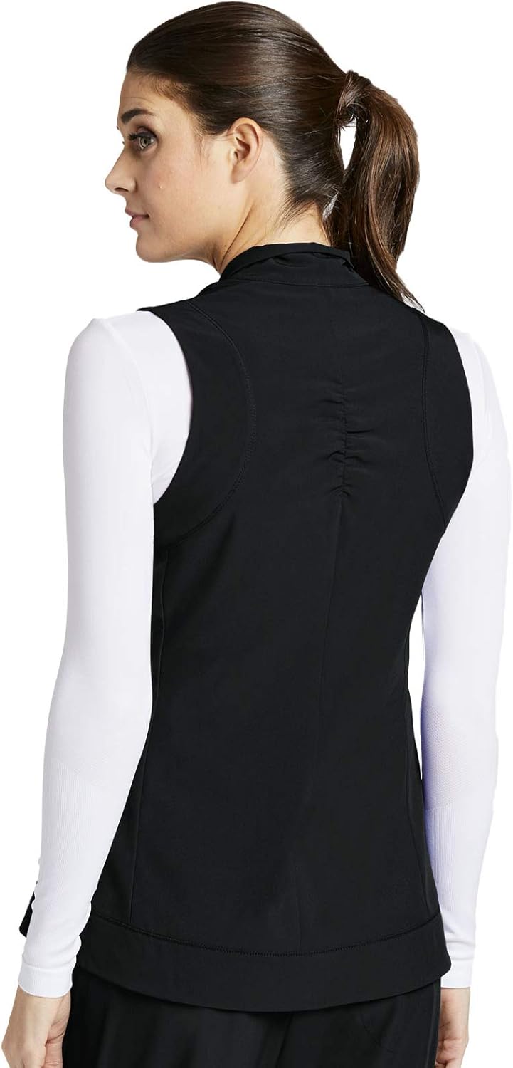 BARCO ONE 2-Pocket Mock Neck Zipper Vest for Women - Stretch Medical Scrub Vest: Clothing
