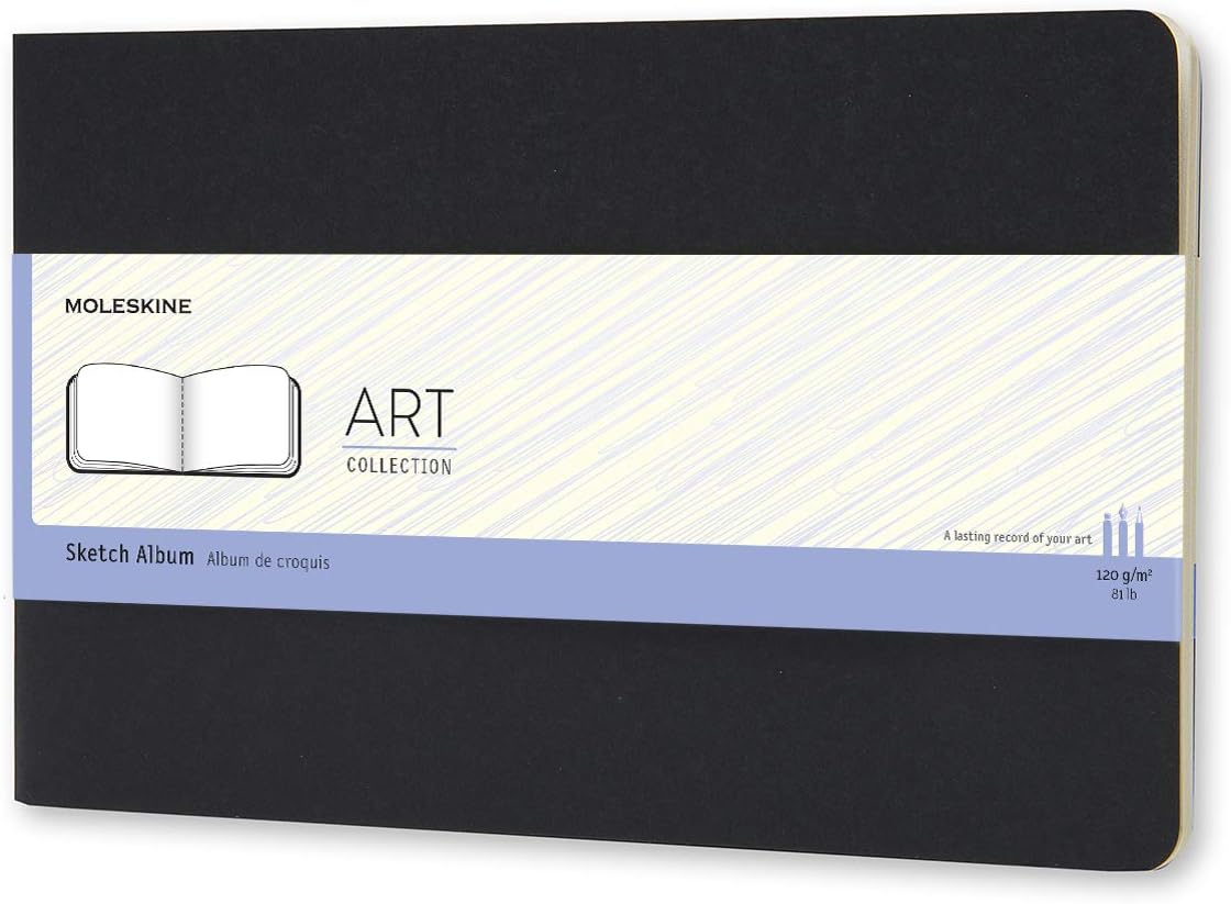 Moleskine Art Sketch Album, Hard Cover, Square (7.5" x 7.5") Plain/Blank, Black, 88 Pages: Moleskine: Office Products