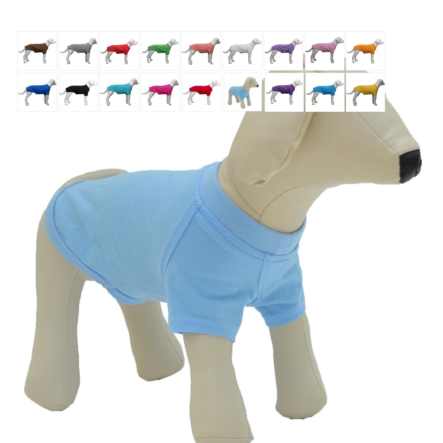 Lovelonglong Pet Clothing Dog Costumes Basic Blank T-Shirt Tee Shirts for Medium Small Dogs Light-Blue XL